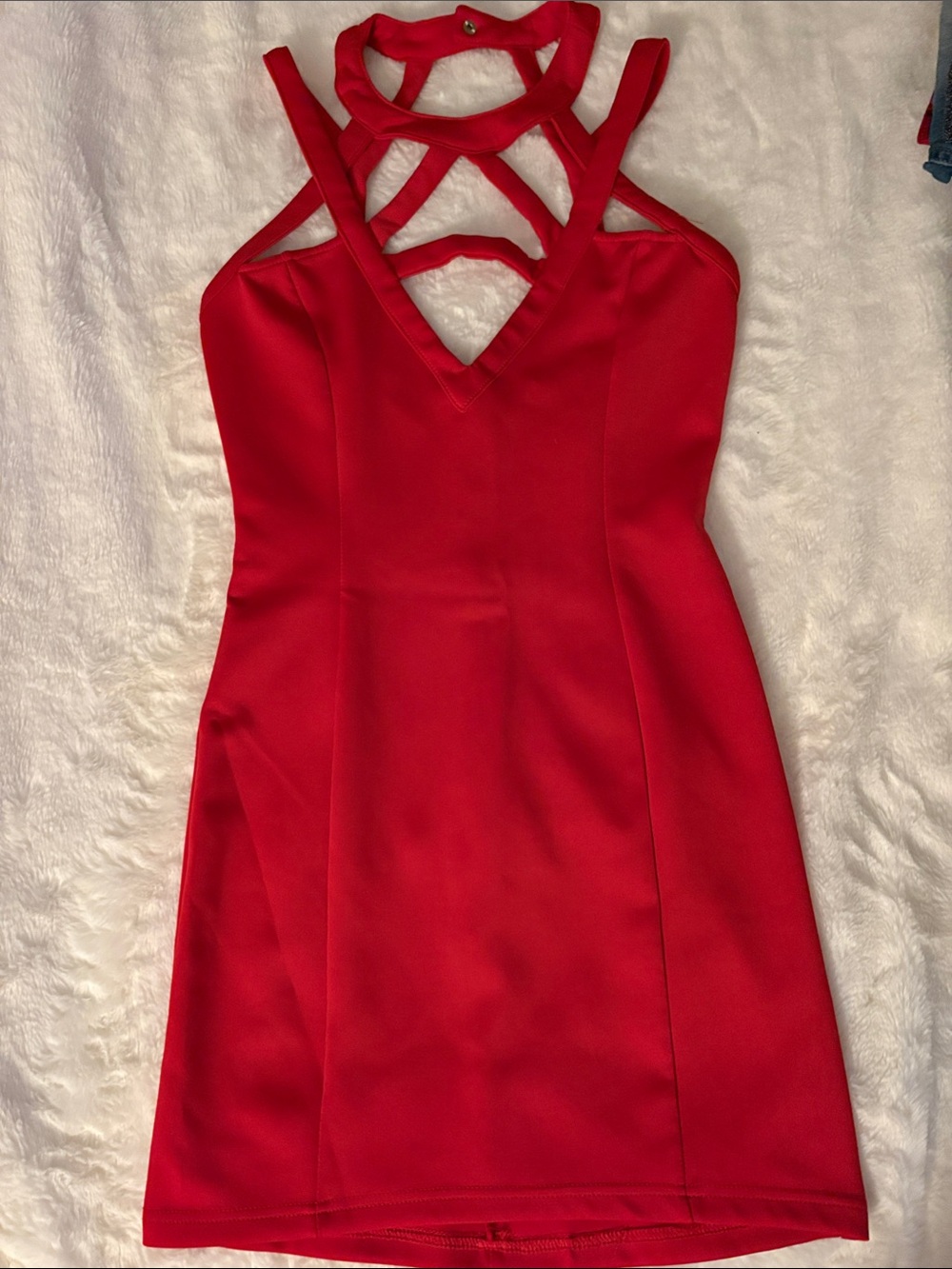 Tobi Red Strappy Halter Mini Dress